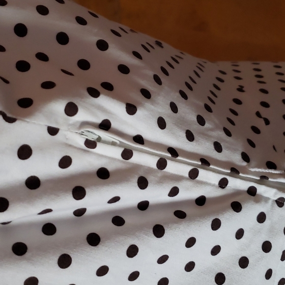 Never worn size 14 runs small brown polka dot white cotton dress - Picture 6 of 9